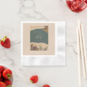 自然ヴィンテージボホシックな緑結婚草 縁ありカクテルナプキン (インサイチュ)