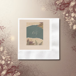 自然ヴィンテージボホシックな緑結婚草 縁ありカクテルナプキン