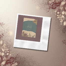 自然ヴィンテージボホシックな緑結婚草 縁ありカクテルナプキン