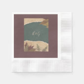 自然ヴィンテージボホシックな緑結婚草 縁ありカクテルナプキン (正面)