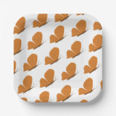 自然ー図解入りの、写真付きのルオレンジバタフライパターン ペーパープレート (正面)