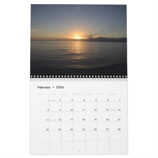 自然予定表 カレンダー (2月 2026)