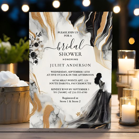 自然作品として積み重ねた石大理石ブライダルシャワー 招待状