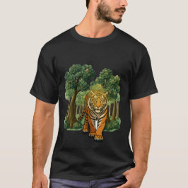 「自然光のジャングルに潜む野生のトラ – D」 Tシャツ