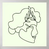 自然内 – 抽象芸術植物学顔ラインアート ポスター (正面)