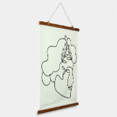 自然内 – 抽象芸術植物学顔ラインアート 吊り下げ型タペストリー (傾斜あり)