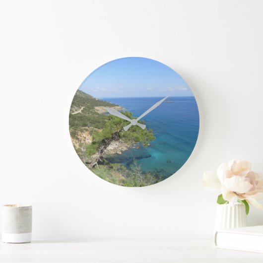 自然写真地中海の山海 ラージ壁時計 (ホーム)