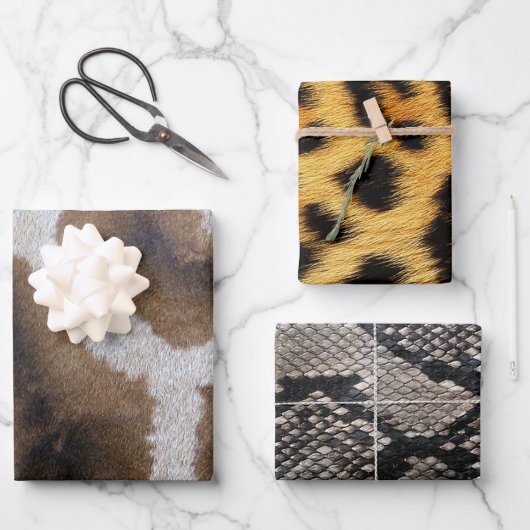 自然動物キリンPythonヘビLeopardスキン ラッピングペーパーシート (正面)
