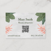 自然化粧品グリーン葉テンプレートデザイン 名刺 (裏面)