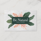 自然化粧品グリーン葉テンプレートデザイン 名刺 (正面)
