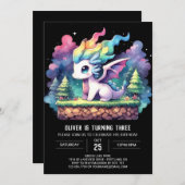 自然印刷可能ドラゴン誕生日 招待状 (正面/裏面)