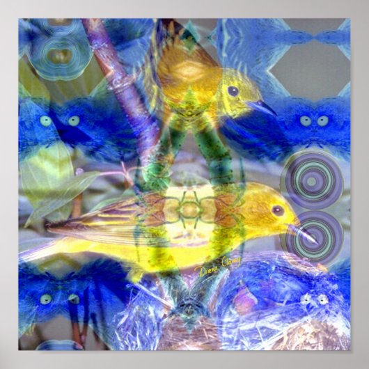自然反射I -金ゴールドとブルーバード ポスター (正面)