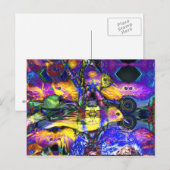 自然反射II – バイオレットと金ゴールド鳥 ポストカード (正面/裏面)