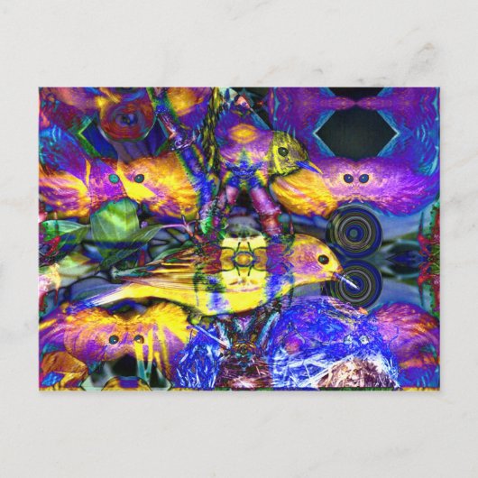 自然反射II – バイオレットと金ゴールド鳥 ポストカード (正面)