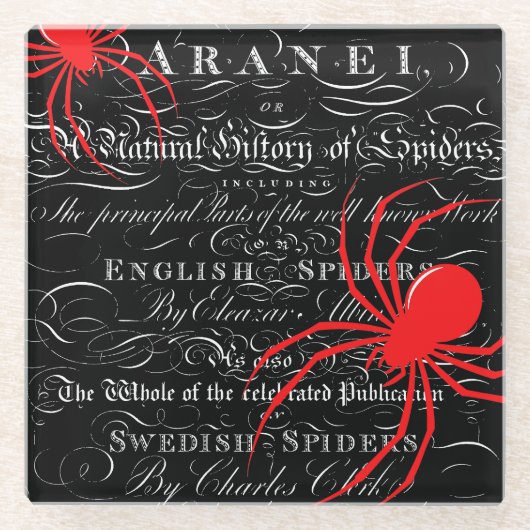 自然史タイトルページクモ書道 ガラスコースター (正面)