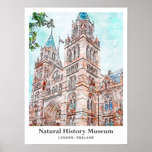 自然史博物館ロンドン旅行水の色 ポスター (正面)