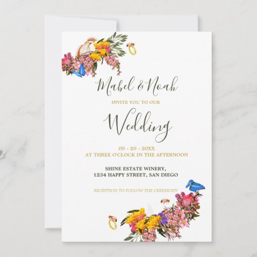 自然地球に優しフローラプロテアコカト結婚ー 招待状 (正面)