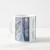 "自然夜オオカミ及びSnowyのフクロウ"の元の芸術のマグ コーヒーマグカップ (正面左)