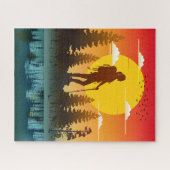 自然女性ハイキングサンセット ジグソーパズル (横)