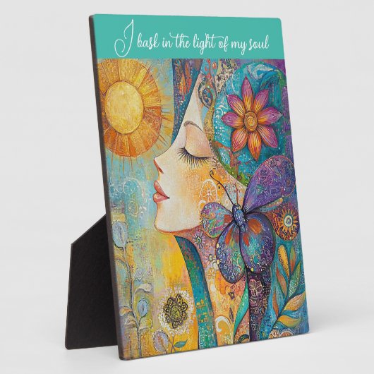 自然女性ボホテーブルトッププラークとイーゼル フォトプラーク (側面)