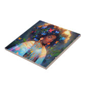 自然女神アフリカ系アメリカ人ファンタジーアート タイル (側面)