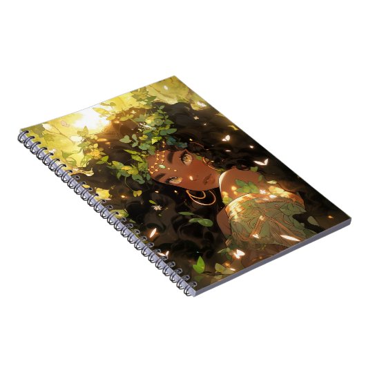 自然女神アフリカ系アメリカ人ファンタジーアート ノートブック (右側)