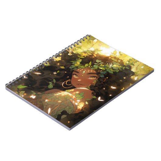 自然女神アフリカ系アメリカ人ファンタジーアート ノートブック (左側)