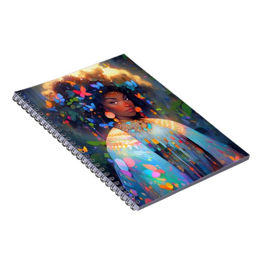 自然女神アフリカ系アメリカ人ファンタジーアート ノートブック (右側)