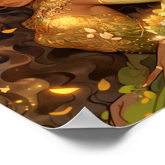 自然女神アフリカ系アメリカ人ファンタジーアート ポスター (角)