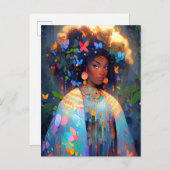 自然女神アフリカ系アメリカ人ファンタジーアート ポストカード (正面/裏面)