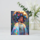 自然女神アフリカ系アメリカ人ファンタジーアート ポストカード (スタンド正面)