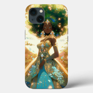 自然女神アフリカ系アメリカ人ファンタジーアート iPhone 13ケース