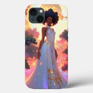 自然女神アフリカ系アメリカ人ファンタジーアート iPhone 13ケース