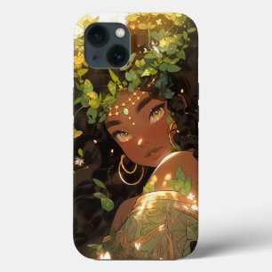自然女神アフリカ系アメリカ人ファンタジーアート iPhone 13ケース