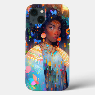 自然女神アフリカ系アメリカ人ファンタジーアート iPhone 13ケース
