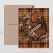 自然好きなリスのファン ポストカード (正面/裏面)