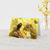 自然妖精のノートカード – リスと妖精 カード (黄色い花)