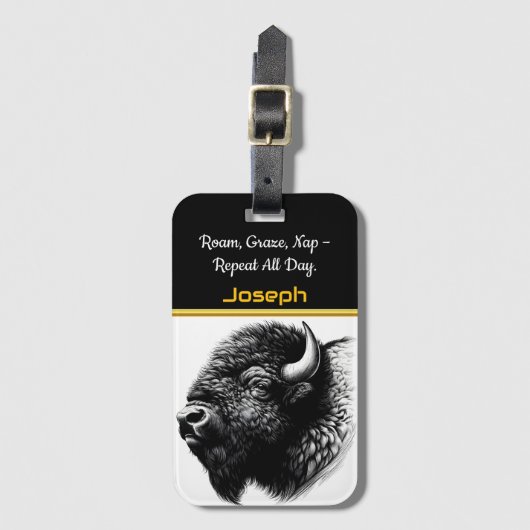 自然威厳のある生息地で水牛がクローズアップ ラゲッジタグ (正面縦)