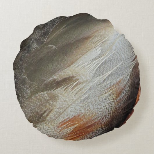 自然子供部屋羽毛グレイ男女兼用ブラウン ラウンドクッション (裏面)