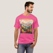 自然山脈パターン有効 Tシャツ (正面フル)