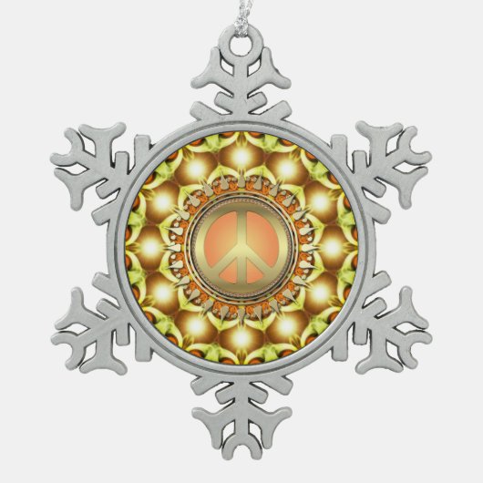 自然平和シンボルぶら下がったの水オーナメント スノーフレークピューターオーナメント (正面)