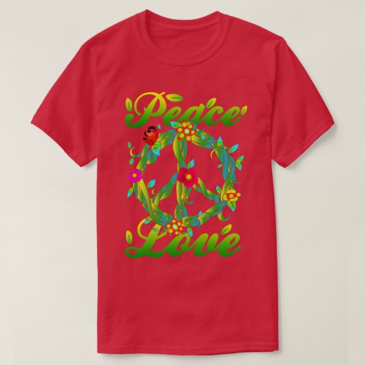 自然平和ラブヒッピー平和サイン Tシャツ (デザイン正面)