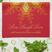 自然幾何学模様カスタム文字ティータオル キッチンタオル (折り畳み)