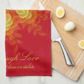 自然幾何学模様カスタム文字ティータオル キッチンタオル (四つ折り)