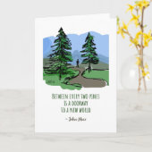 自然引用文ジョン・ミュア手描き松林 カード (黄色い花)