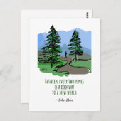 自然引用文ジョン・ミュア手描き松林 ポストカード (正面/裏面)