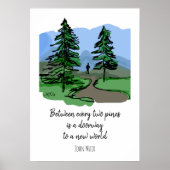 自然引用文手引き松の木ハイキングアウトドア ポスター (正面)