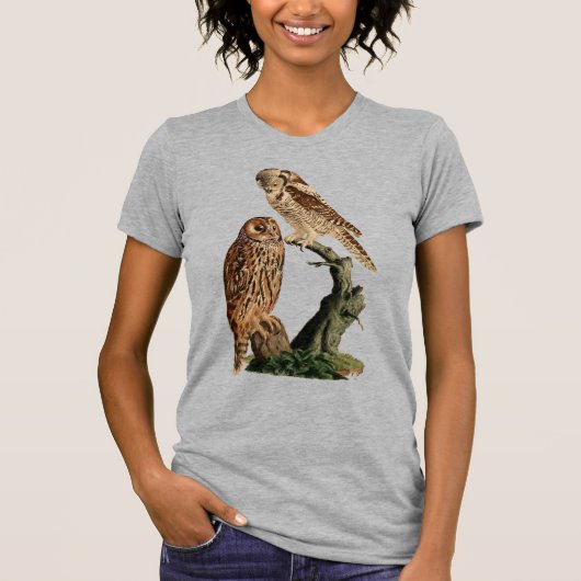 自然恋人かがりフクロウ鳥の動物の女性 Tシャツ (正面)