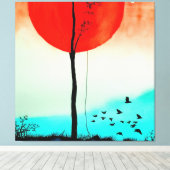 自然恋人の水色の夕日 キャンバスプリント (インサイチュ (ウッドフロア))