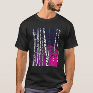 自然恋人ムーンライトフォレストツリーアウトドアワイルドリ Tシャツ